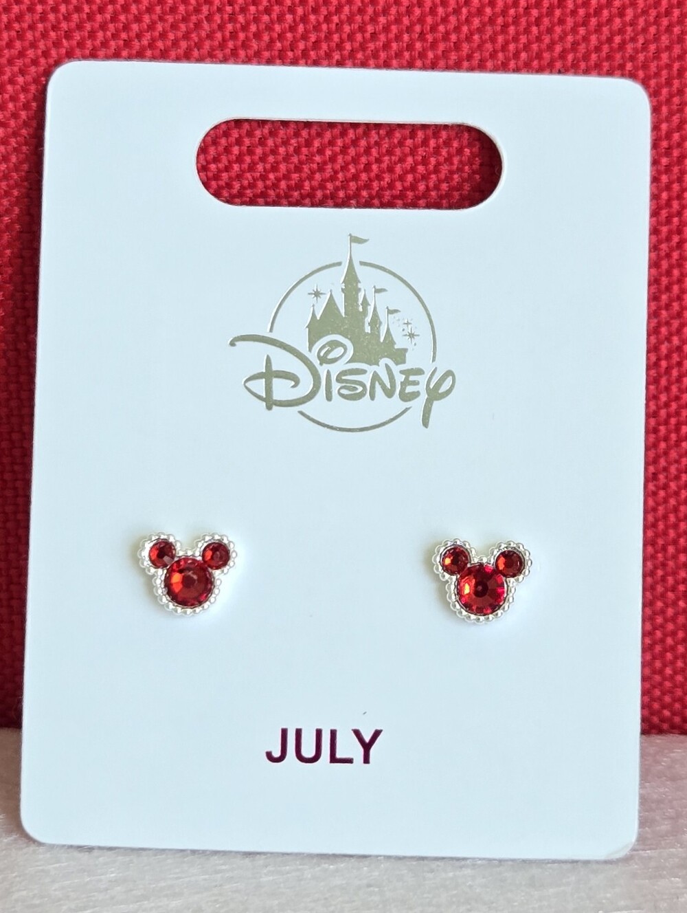 Disney Red Crystal Mickey Stud Earrings